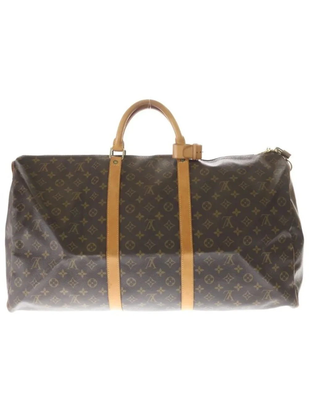 Louis Vuitton Monogram Keepall 60 Boston Bag Brown Leather